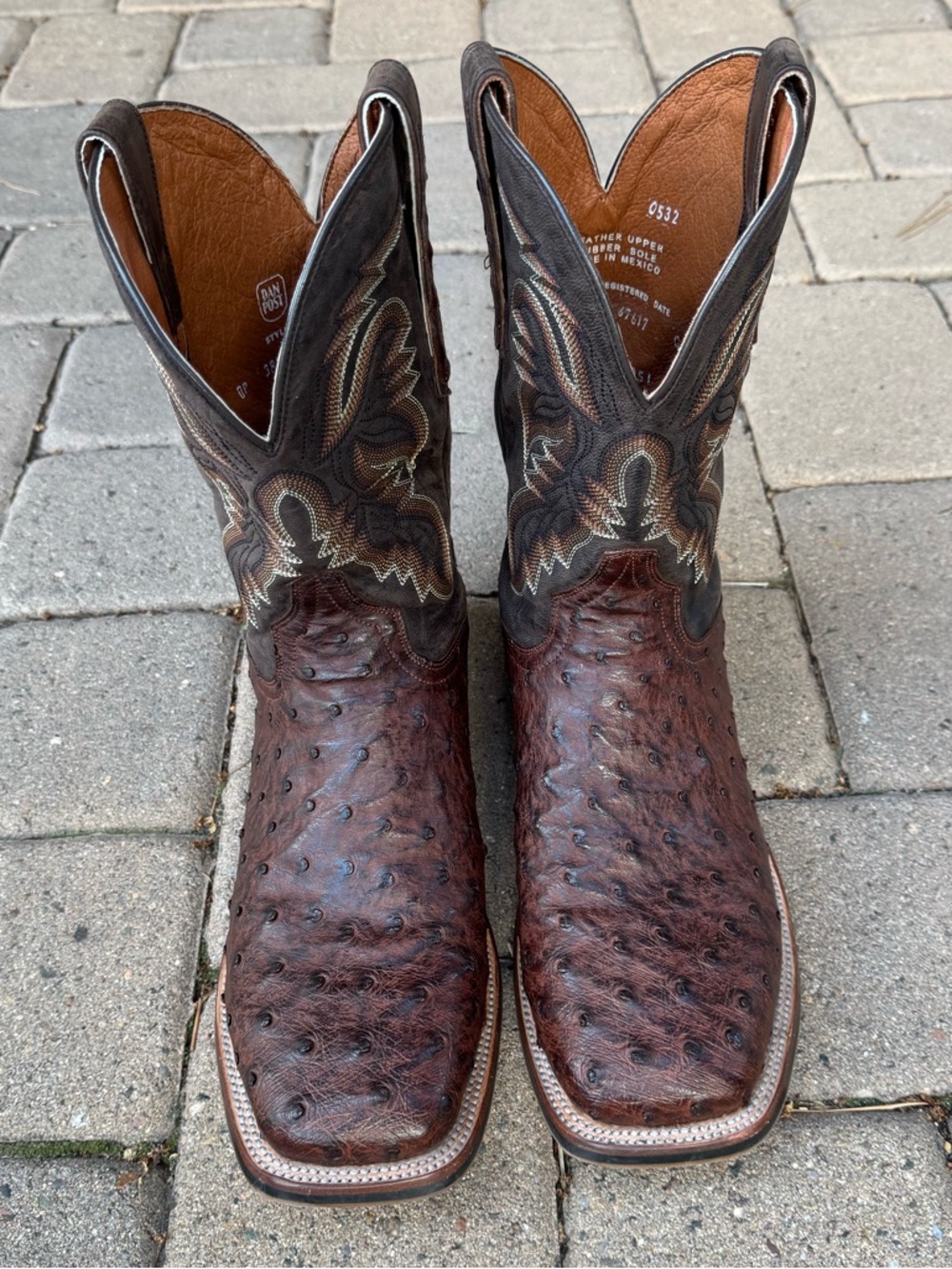 Dan Post Alamosa Ostrich Skin Boots Size 13D